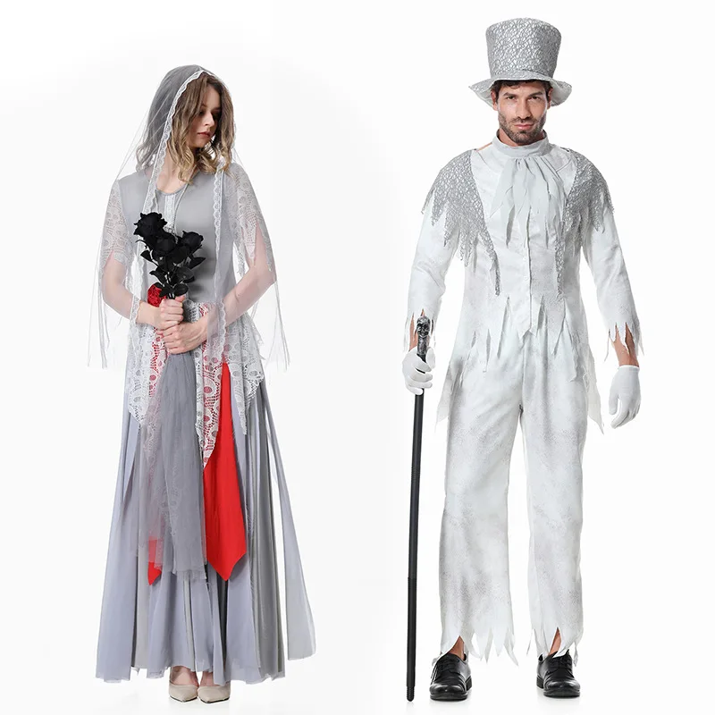 Woman Halloween Bloody Corpse Bride Costume Female Ghost Zombie Walking Dead Cosplay Carnival Purim Parade Role Play Party Dress