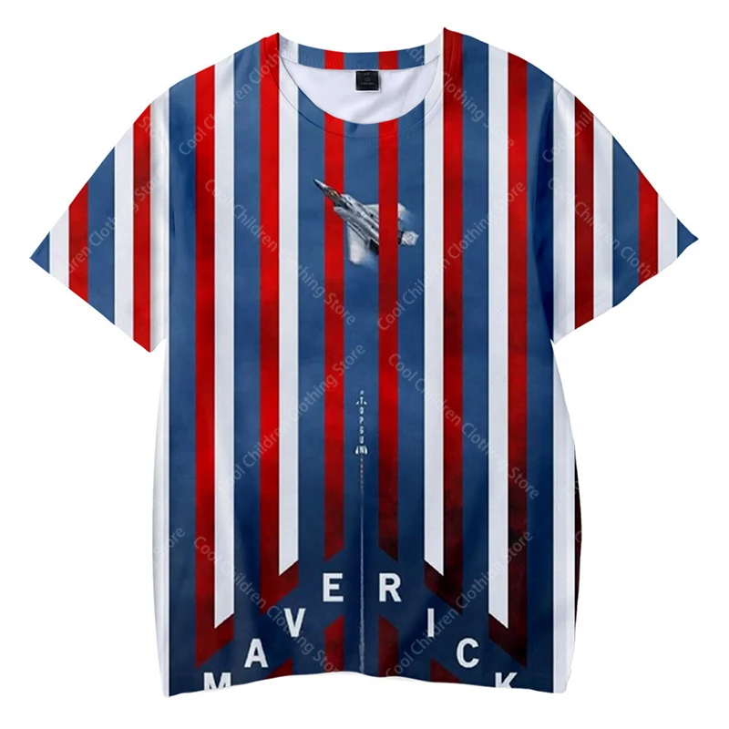 Top Gun: Maverick Camiseta de manga corta con estampado 3D para niños y niñas, ropa para padres e hijos, Top de ocio a la moda de verano, novedad