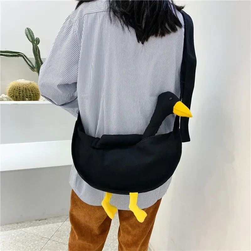 Silly Goose Bag Girls Canvas Diagonal Cross Bag Cute Duck Tote Youth Fashion Casual Version Shoulder Bags Women Messenger Packs