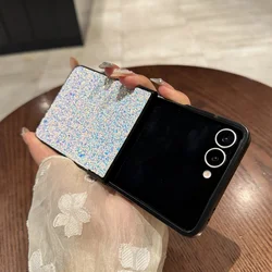 Luxury Bling Sequin Glitter Phone Case with Hinge Protection - Hard PC Cover - Galaxy Z Flip5 (WHITE)