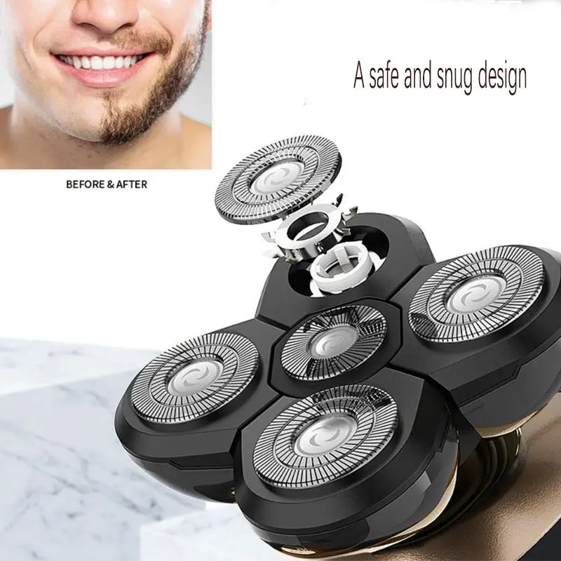 마이크로 터치 티타늄 헤드와 티타늄 플로팅 핸들이 장착된 남성용 5-in-1 고급 전기 면도기 및 트리머