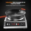 Stainless Steel Electric Wok Used For Home And Commercial,Temp From 140°F to 460°F,Concave Surface Dual Control 10 Power 24H Tim 2