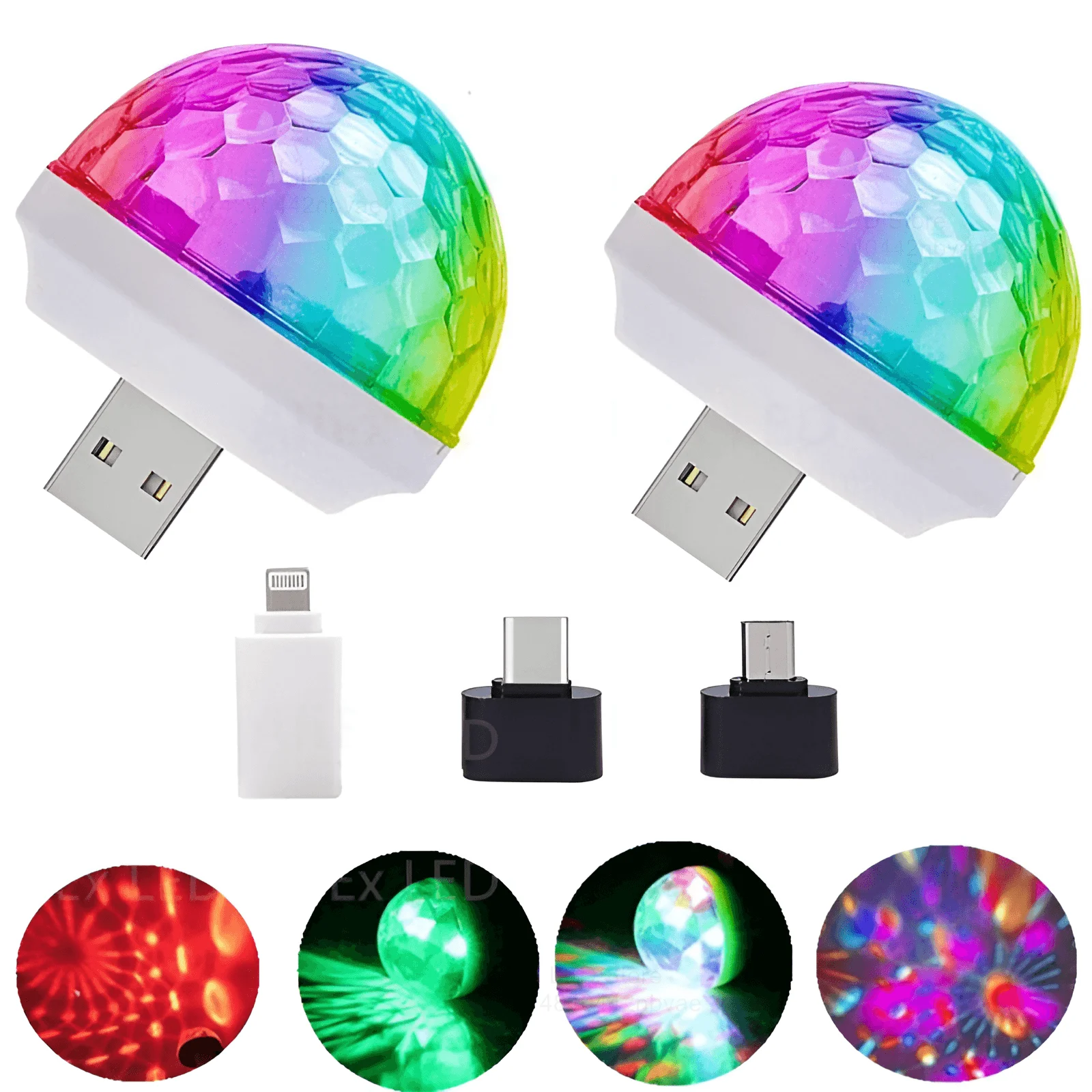 Mini USB LED Car Atmosphere Light RGB Music Sound Control DJ Disco Ball Lamp Home Party USB To Apple Android Phone Disco Light mini stage laser lights rechargeable rg 12 in 1 patterns laser projector sound activated music dj party lights for disco shows