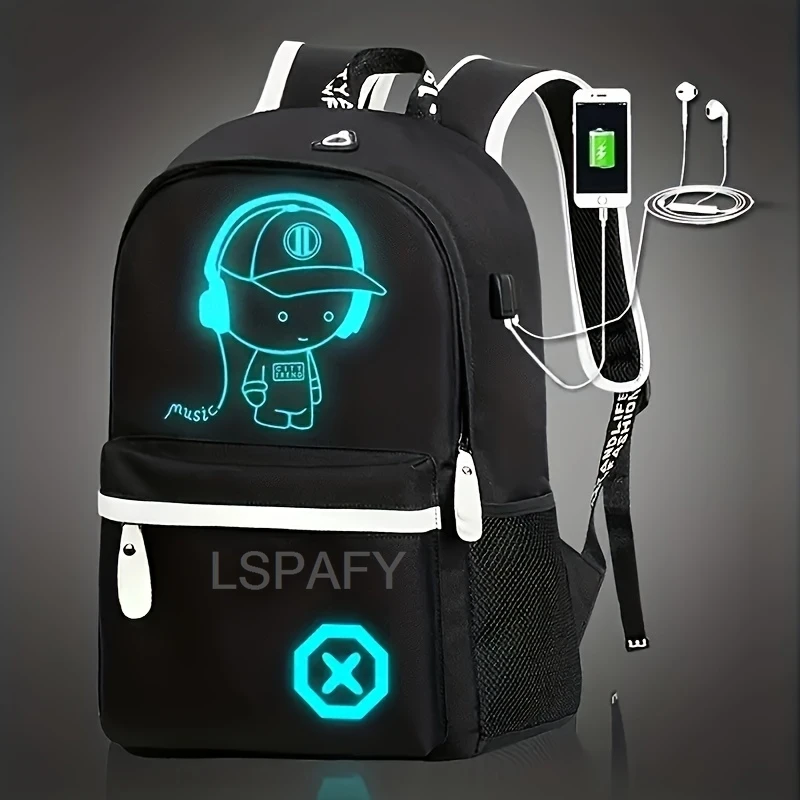 Zaino per bambini, borse da scuola per ragazzi e ragazze, zaino scolastico luminoso anime, borsa per libri impermeabile per bambini, zaino scolastico con ricarica USB, regalo