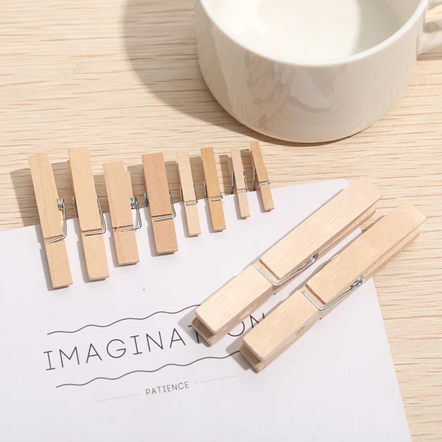 100/10 Darabos Mini 25 Mm -Es Természetes Fa Klipek Fotó Ruhacsöves Esküvői Party Csapok - Image 5