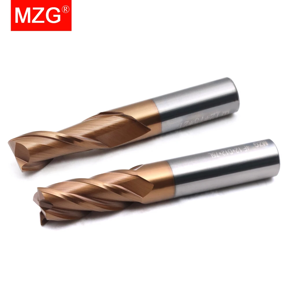 Milling Cutter MZG HRC 45 55 65 2 Edge 4 Flute Square Titanium Machining CNC Hard Alloy Carbide Tungsten Steel End Mill