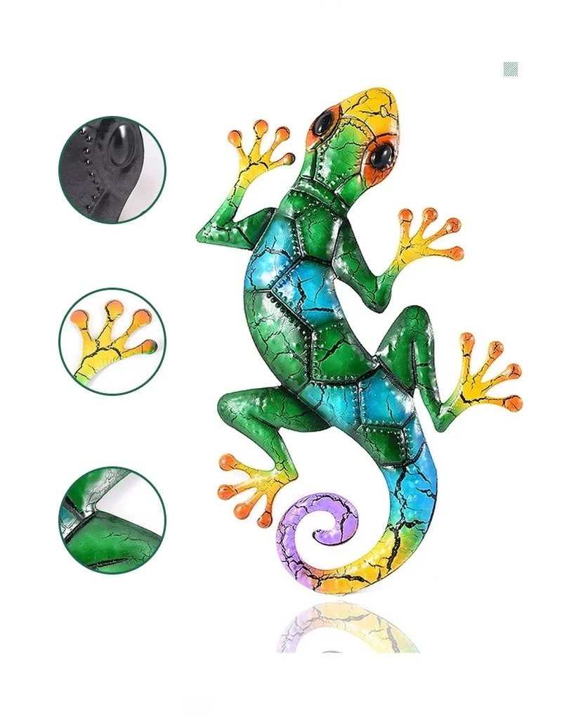 Metal Gecko Yard Garden Decoration Outdoor Statues Home-garden Wall Decor Miniature Accessories Sculpture Lizard Ornaments garden art decor animal sculpture decorations