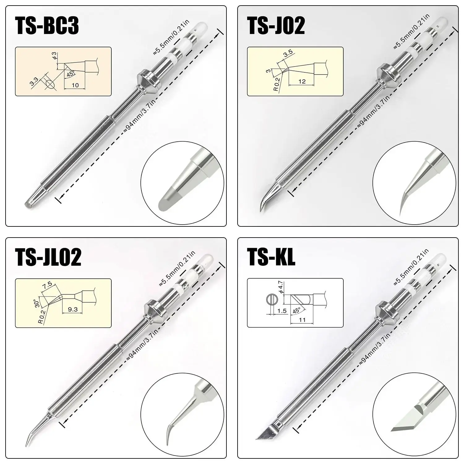 Pine64-Pointes de fer à souder électriques, divers modèles de remplacement, Pinecil V2, série TS, BC2, ILS C4, TS100, ts101