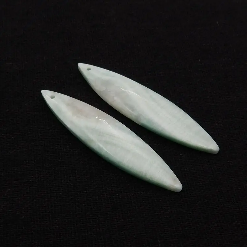 Semiprecious Fashion Jewelry Natural Stone Hemimorphite Handmade Earrings Accessories For Woman 49x11x5mm 8g