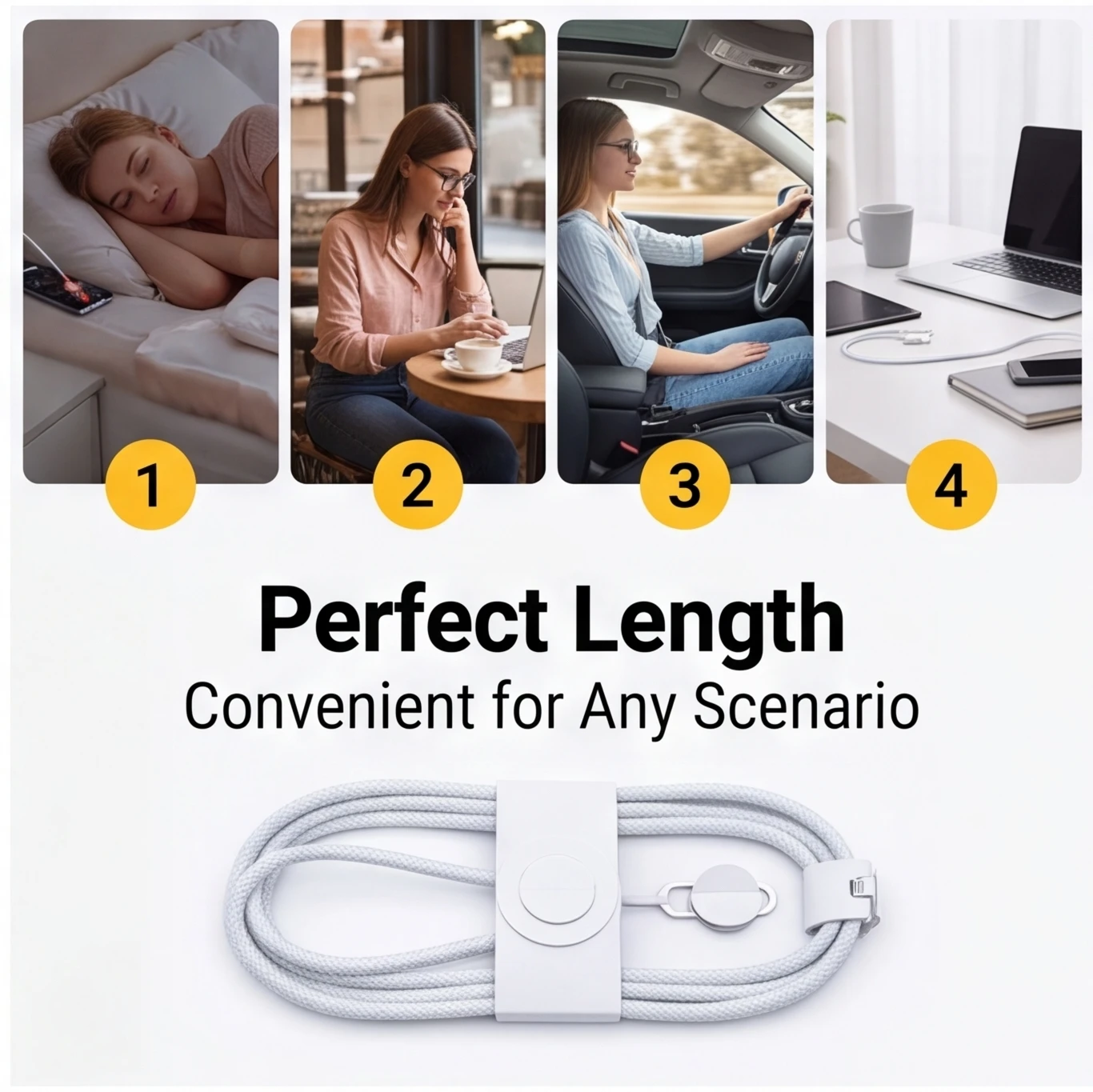 USB-C to USB-C Charging Cable, Universal Fast Charging Cord, Braided USB-C Data Cable, Reversible USB-C Connector Cable, High-Sp - 3