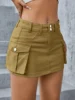 Edhomenn Women Mini Skirt Vintage High Waist Cargo Skirt Solid Color Skirt with Pockets Summer Slim Fit Y2k Denim Skirt 1