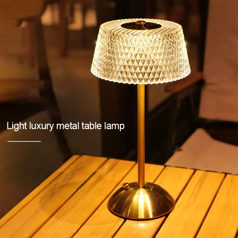 Luz LED nocturna recargable, lámpara de noche táctil para dormitorio, estudio, mesita de noche, decoración de ambiente, lámparas de mesa LED de cristal