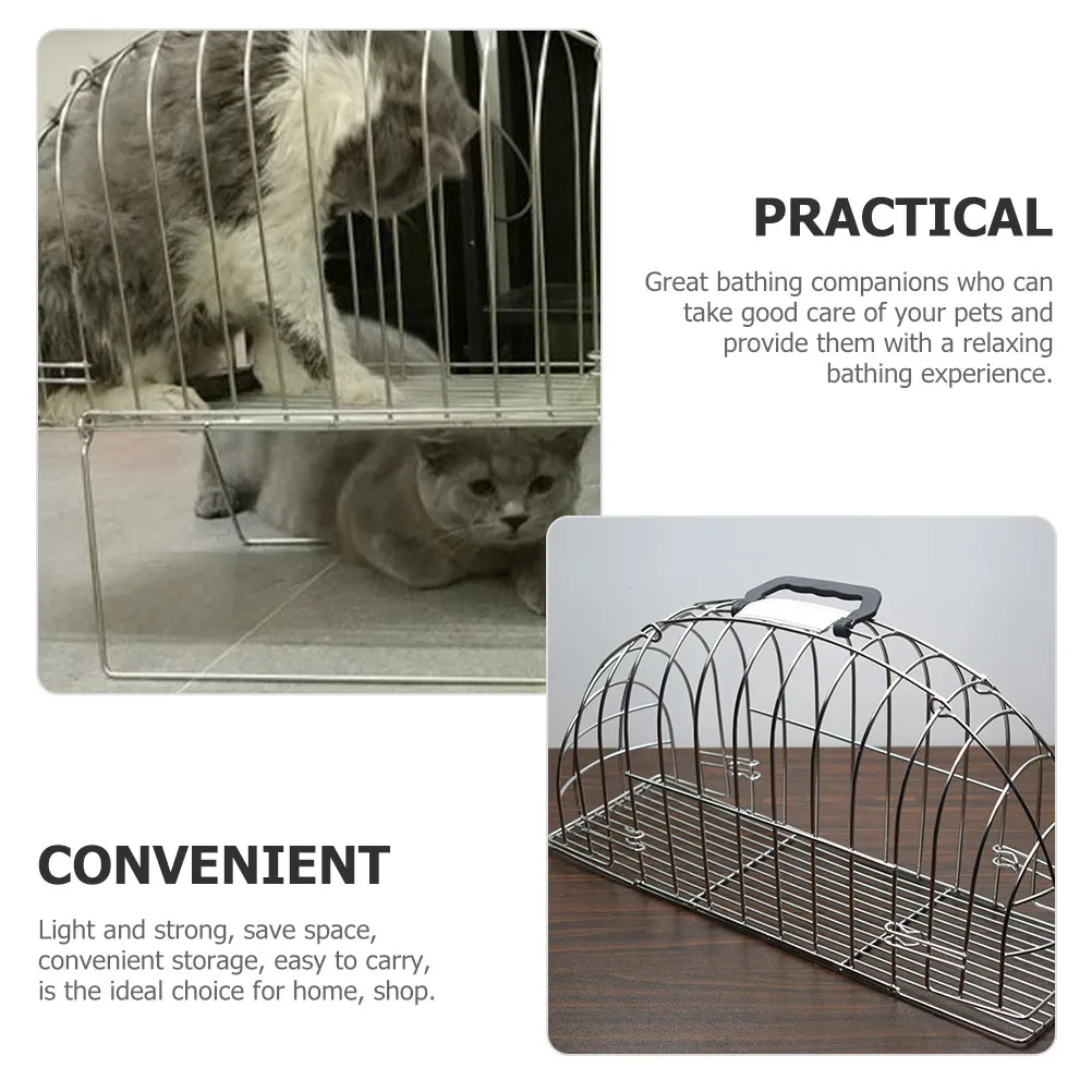 고양이 목욕 그루밍 실버 싱글 케이지 H형 고양이 목욕 케이지 브러쉬 S 재사용 가능 내마모성 네팅 홈샵