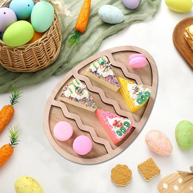 Ostern-Holzpalette, Lebensmittelteller, Holztablett, Osterhasen-Eier, Dekoration, 2025, Osterpartyzubehör, Frohe Ostern, Mitbringsel für Kinder – Detail 5
