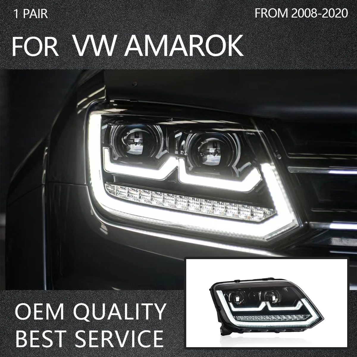 

Автомобильные фары YOFER для Volkswagen Amarok 2008-2020 светодиодный, автомобильные лампы, стоп-сигналы, дневные ходовые огни, автомобильные аксессуары