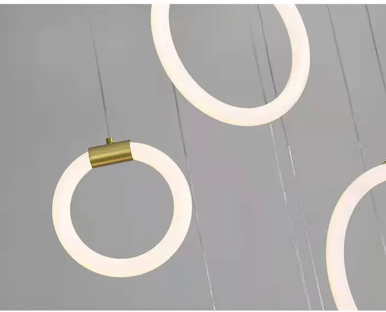 Lâmpada de Escada Salão de Exposição Sala de Estar Anel de Teto Moderno Designer Circular Candelabro Simples Duplex Estilo Arquitetônico Criativo Restaurante Arte Bar Cozinha Iluminação Interior Villa Lustre Led 9 Home & Garden