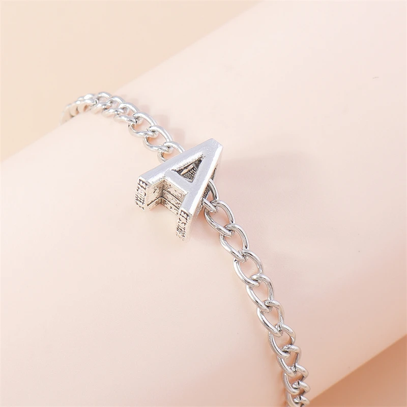 Modisches 26-englisches A-Z-Alphabet-Buchstaben-Armband mit Gliederkette, Namensarmbänder für Frauen, Mädchen, Freunde, Party, Urlaub, Schmuck, Geschenke – Detail 5
