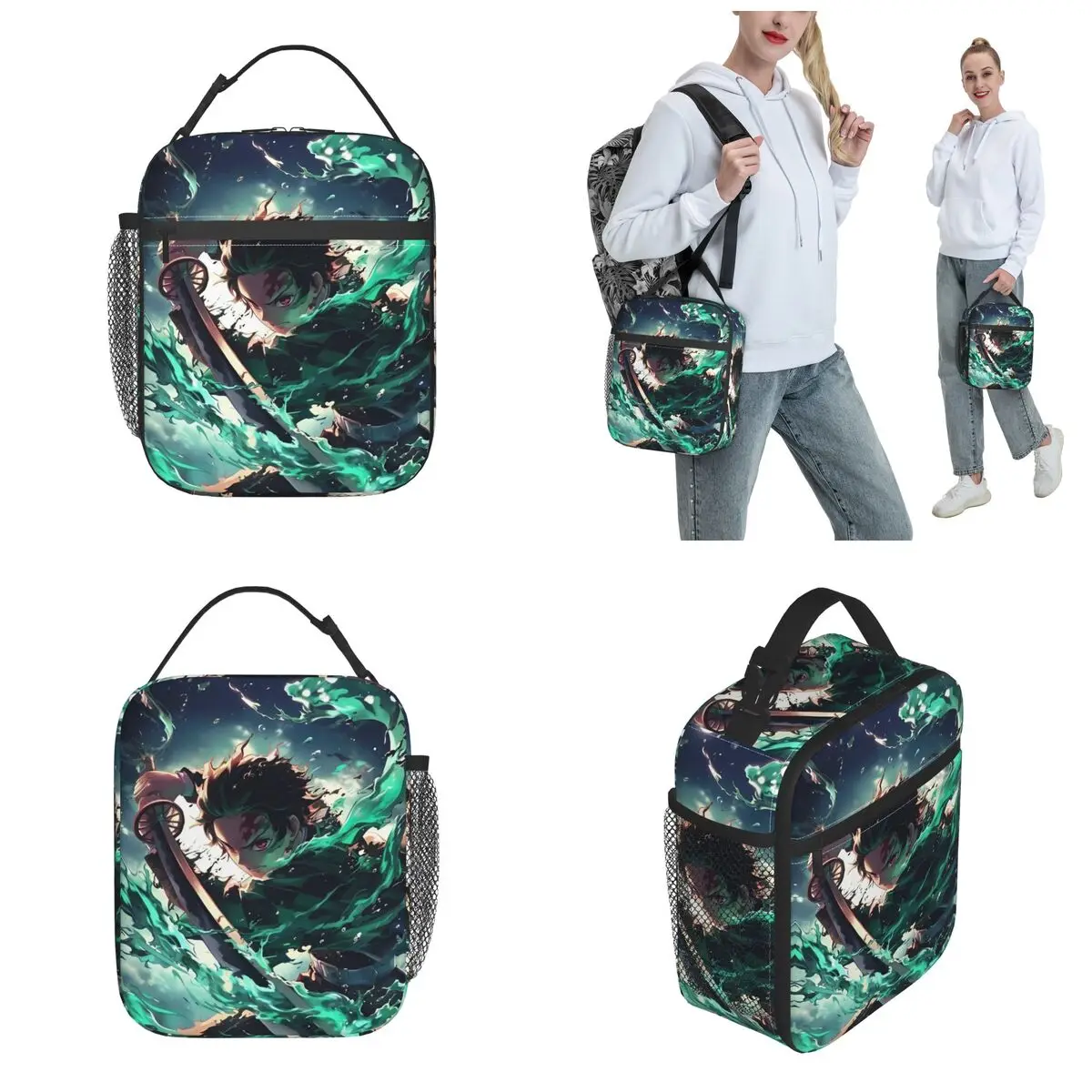Demon Slayer Insulated Lunch Bag Thermal Bag 
Meal Container Tanjiro Kamado Leakproof Lunch Box Tote Food Handbags Office Picnic 3