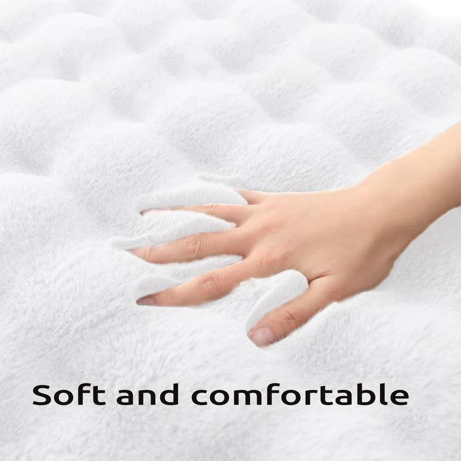 Faux Rabbit Fur Carpet Living Room Fluffy Soft Area Rug Rectangle Fuzzy Bedroom Machine Washable Shaggy Nursery 3d Bubble Rug 6