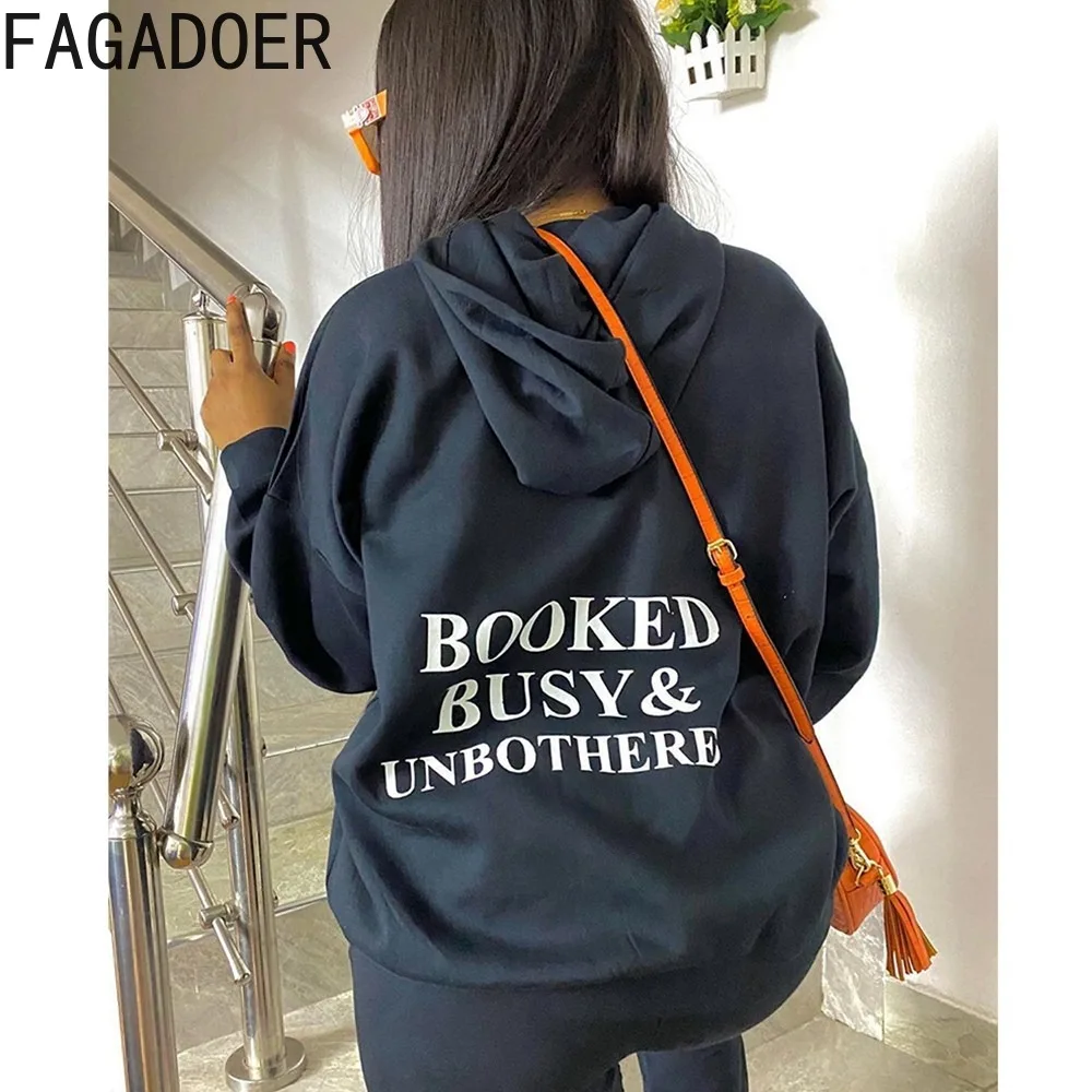 FAGADOER Autumn Winter Hooded Women Two Piece Sets Casual Long Sleeve Sweatshirt And Jogger Pants Tracksuits Female 2pcs Outfits 2pcs set girls sweet print bows hair clips women hairpins ribbon barrettes duckbill clip headwear female summer hair accessories