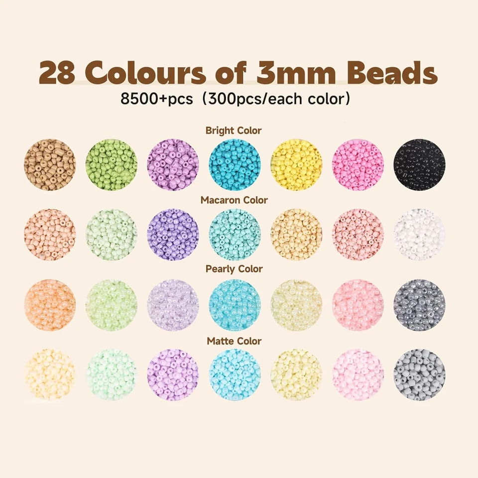 Kit Perline Per Braccialetti 3mm - 5300 Pz Tra Alfabeto E Vetro - Set Completo Fai Da Te Per Gioielli - In Scatola