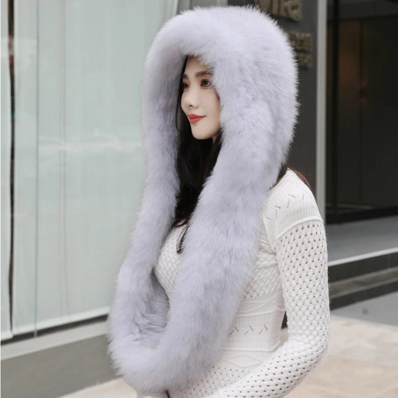 2025 Fashion Lady Real Fox Fur Hat Scarf Winter Warm Fluffy  display picture 1
