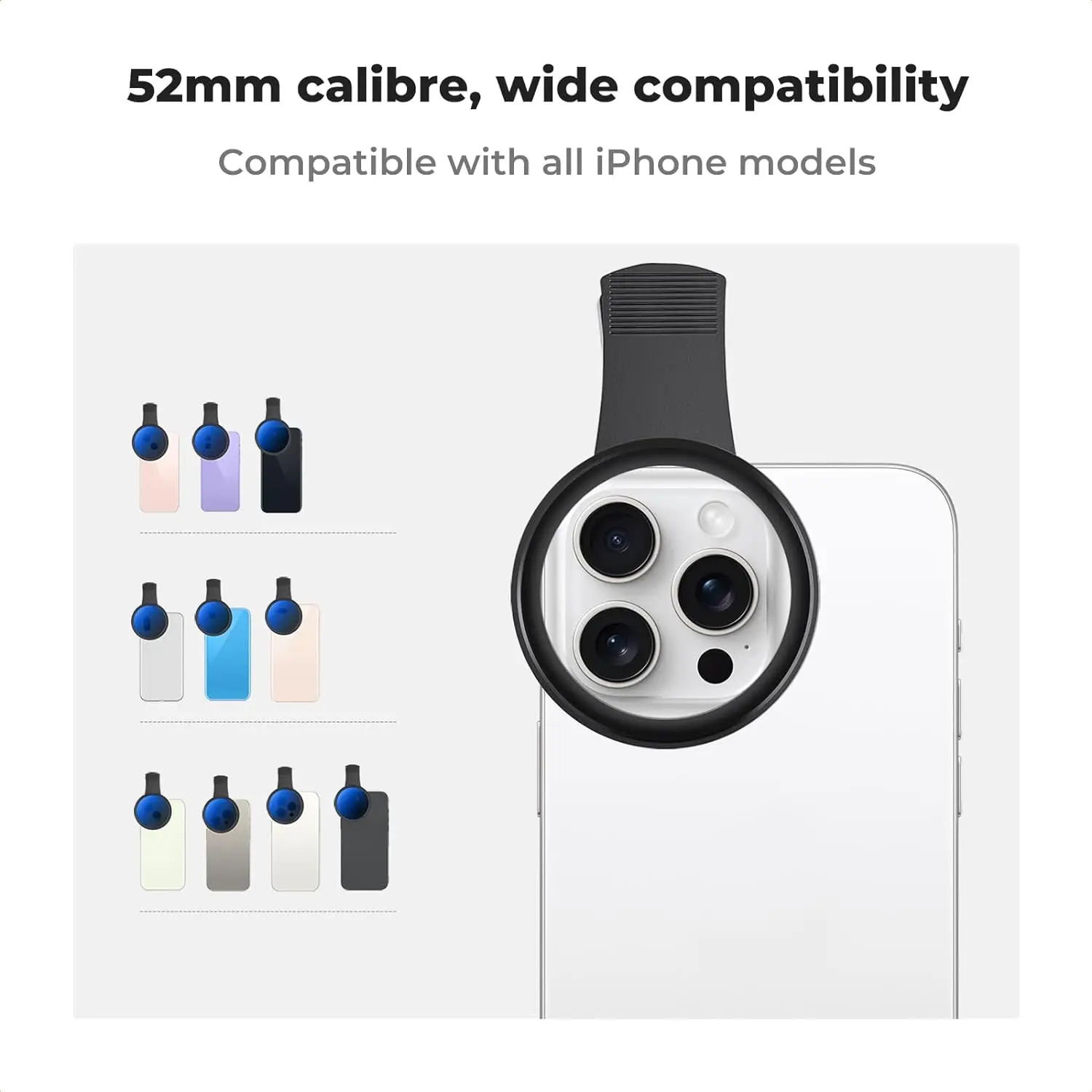 K&F Concept 52mm 1/4 Black Pro Mist Phone Filter Clip on Diffusion Antireflective Coating Filter iPhone Mobile Smart Phone 5