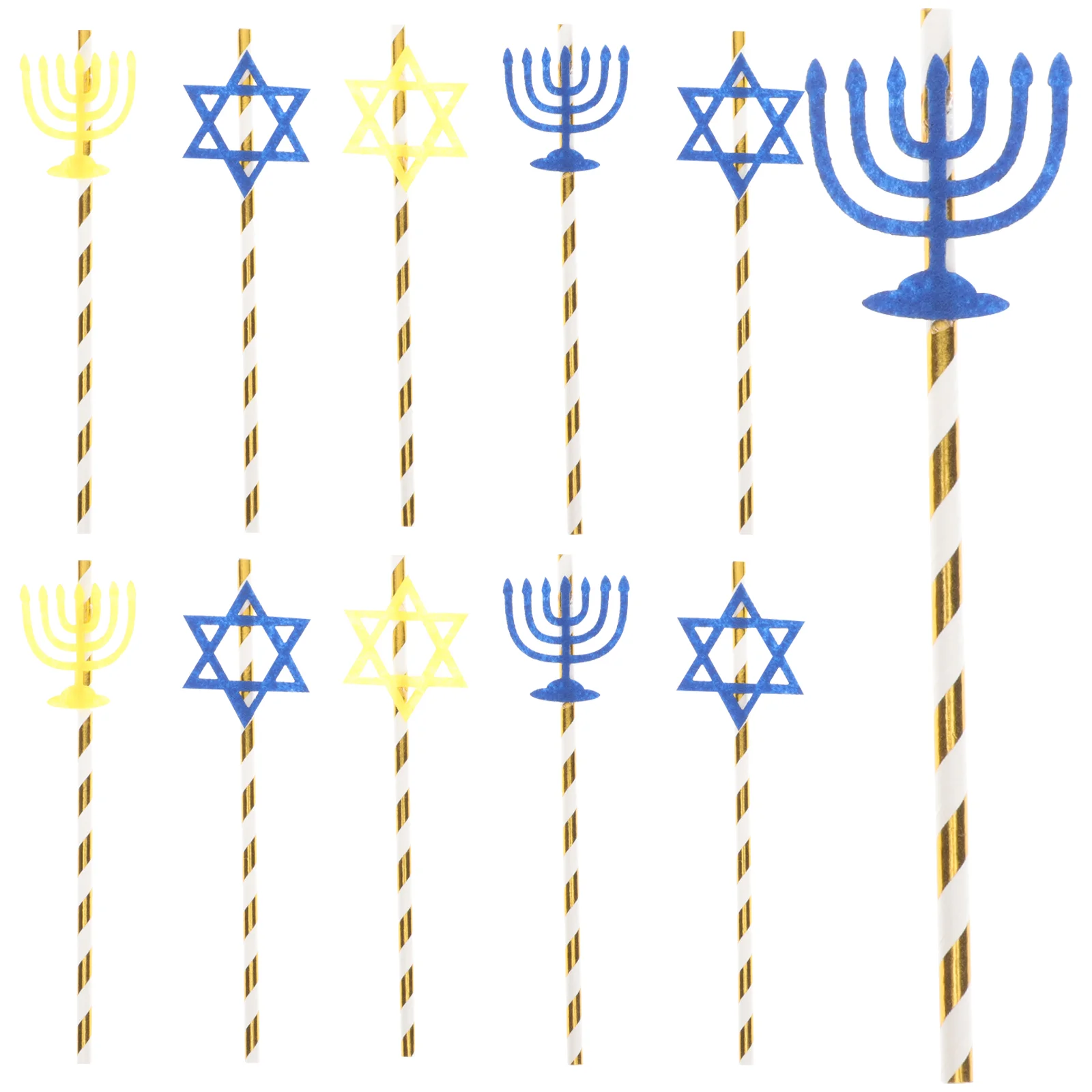 20 Pcs Dining Table Hanukkah Decoration Menorah Straws Paper Reliable Drinking Party