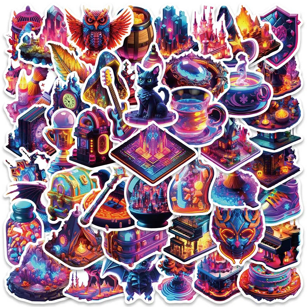 50pcs Cool Cartoon Fancy Mysterious Magic Aesthetic Stickers For Luggage Guitar Phone Waterproof Graffiti Vinyl Laptop Decals