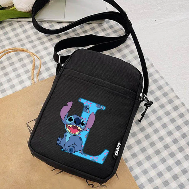 Stitch A-Z 26 English Letters Women Shoulder Bag Canvas School Students Mobile Phone Bags