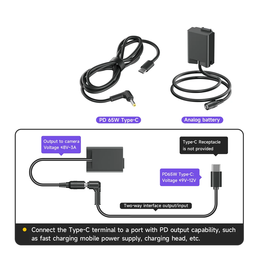 Palo-ac Adaptador de Alimentação Bateria Manequim Acoplador dc en El25 En-el25a Conector de Alimentação para Nikon z fc Zfc Z30 Z50 En-el25 - Image 2