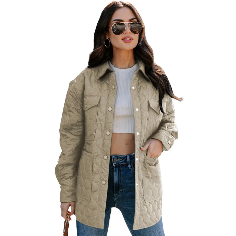 

Women Padded Jacket Autumn Fashionable Solid Turn Down Collar Loose Warm Lady Coat Comfortable Leisure Female Clothes