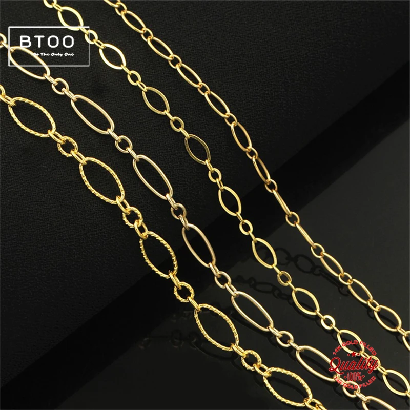 14KGoldFilledFourStyles1meterOvalChain343MM3MM27MMChain