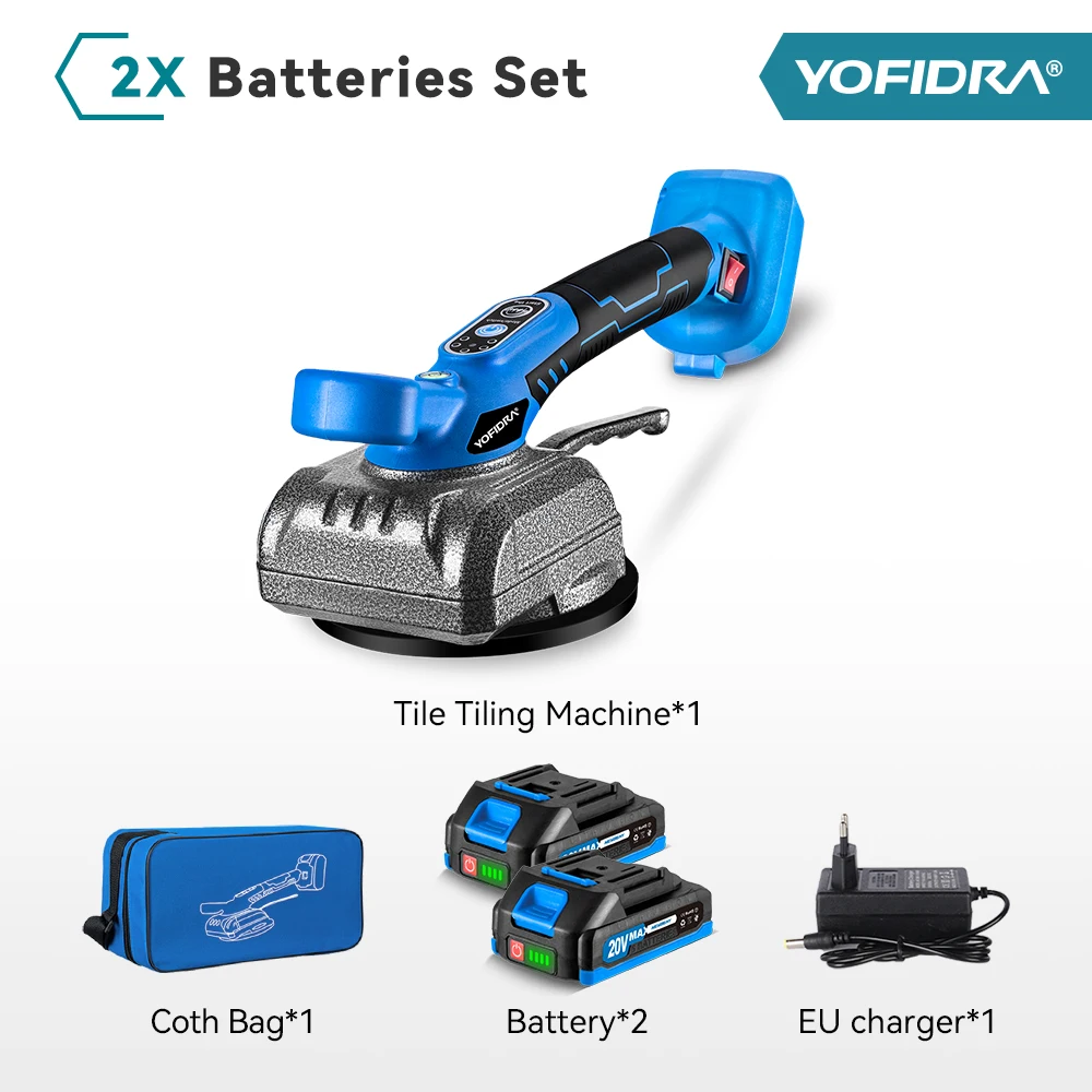 thumbnail image 1 of Yofidra - Máquina para alicatar baldosas eléctrica de alta capacidad de carga de 150 kg, herramienta para nivelar pisos y colocar paredes con 5 velocidades para batería Makita de 18 V, 1 of 5