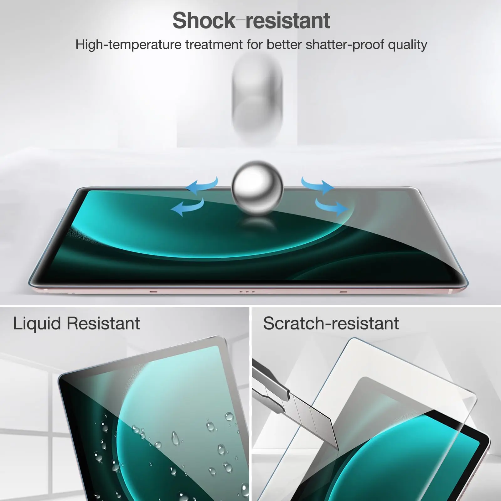 For Samsung Galaxy Tab S9/ S8/ S7 (11 Inch) & Galaxy Tab S9 FE (10.9 Inch) Screen Protector 9H Hardness Anti Scratch Transparent 5