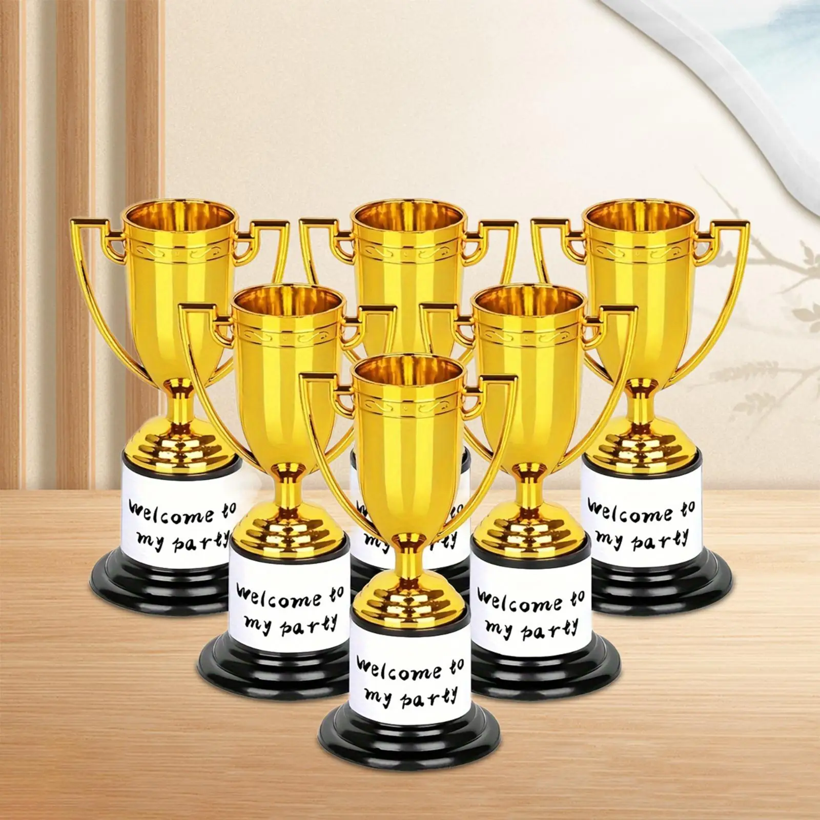 6x Children Trophies Funny Round Base Trophies for Kids for Celebrations Competitions Rewards Party Favors Sports Championships