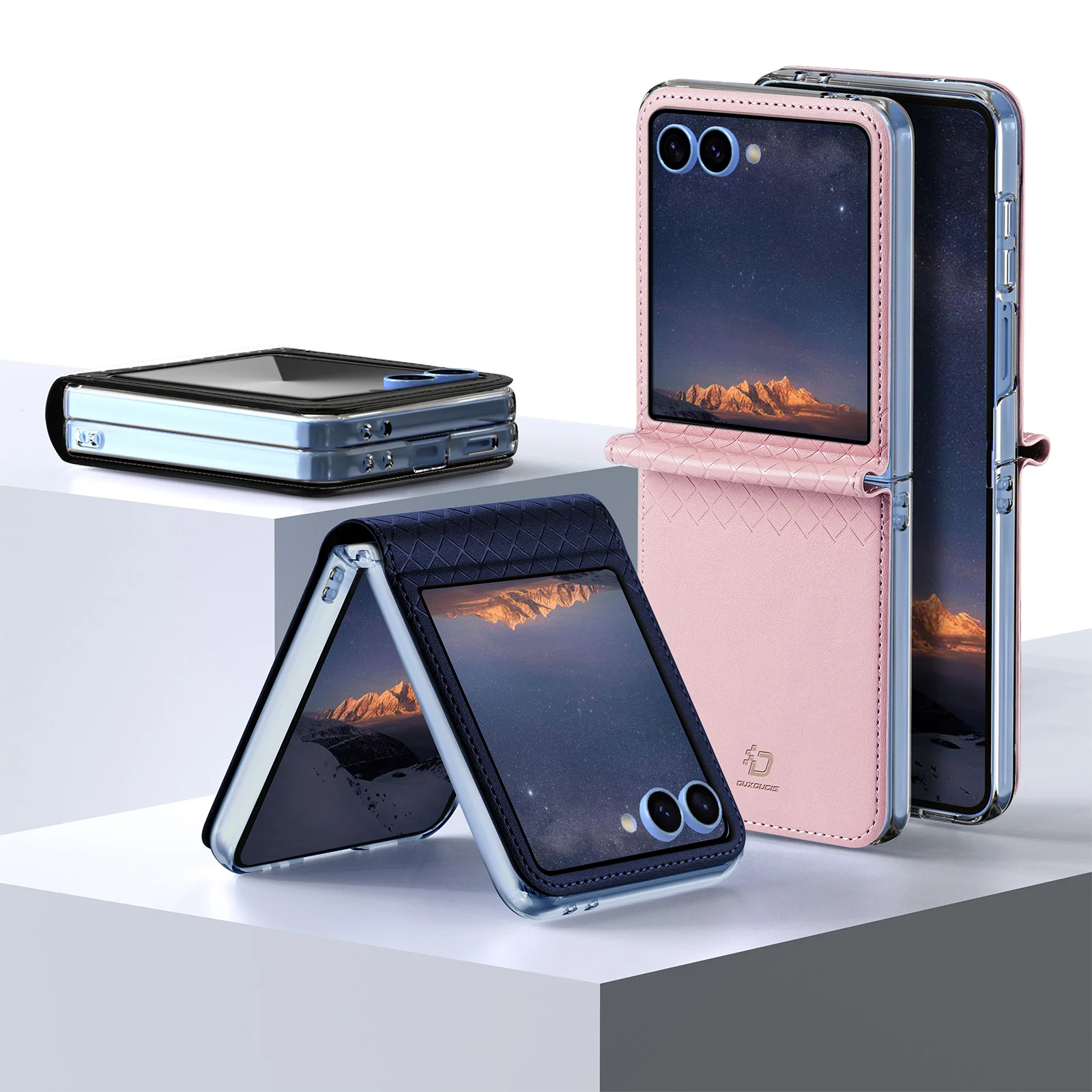 Premium Shockproof Leather Flip Phone Case - Ultra-Thin Checkered Design