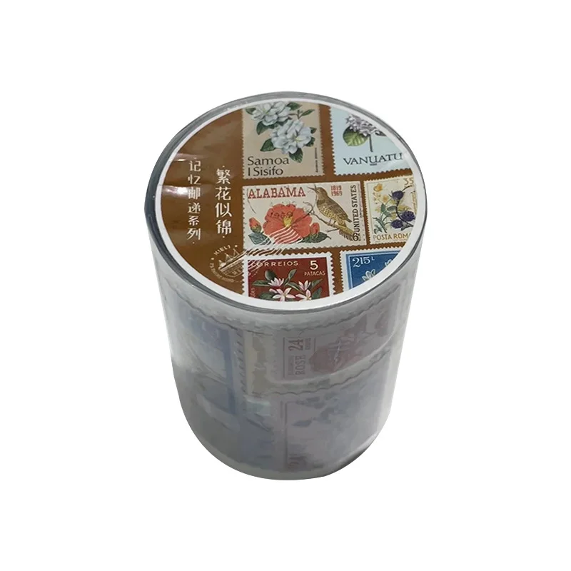 55mm x 2m 빈티지 메모리 메일 마스킹 Washi 테이프 레트로 스탬프 장식 접착 테이프 DIY Scrapbooking 스티커 라벨 편지지