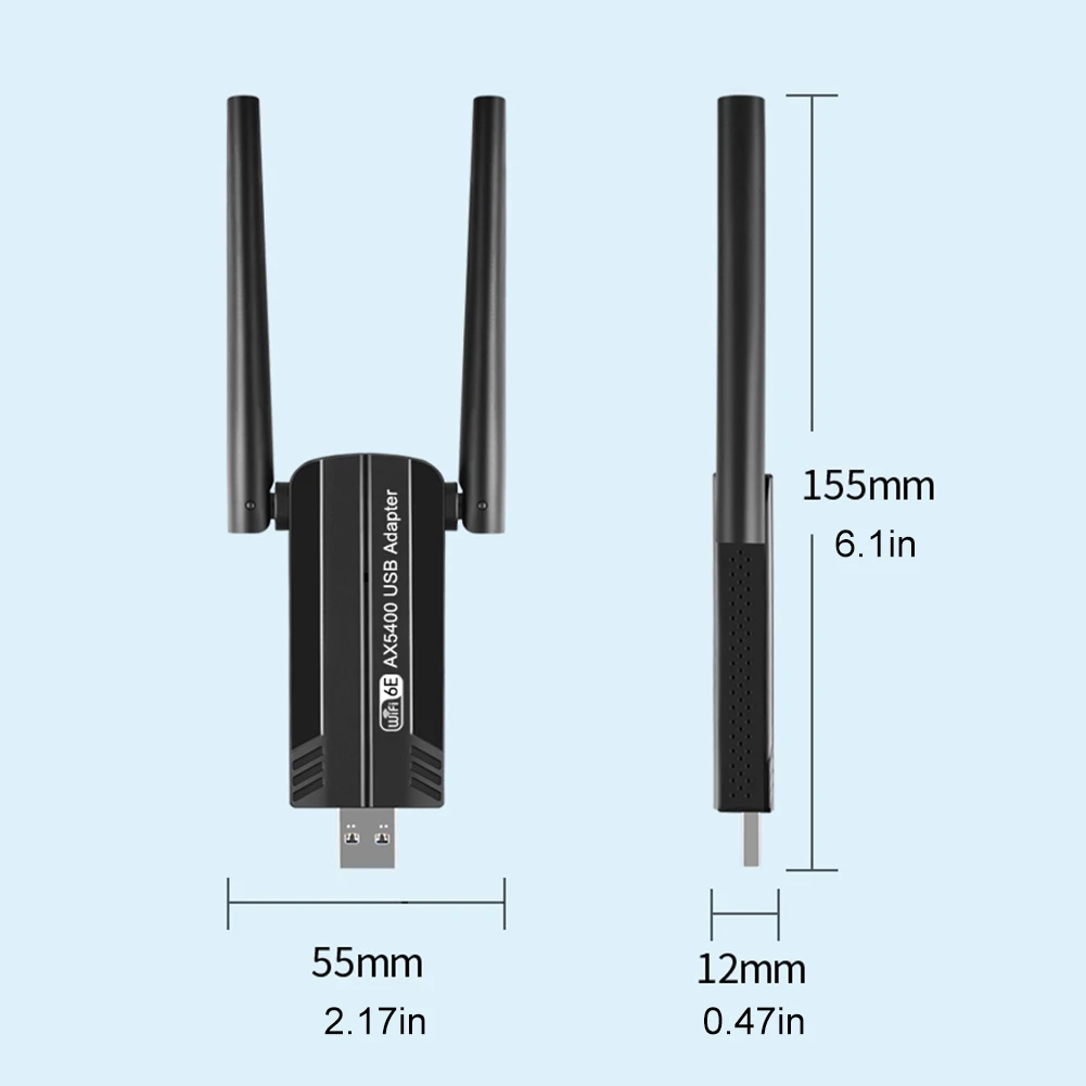 Adaptador Dongle Wifi com Tri-band Placa de Rede sem Fio Receptor Wlan Wifi6e Usb 3.0 Ax3000 2.4g 5g 6ghz Win10 11 - Imagem 3
