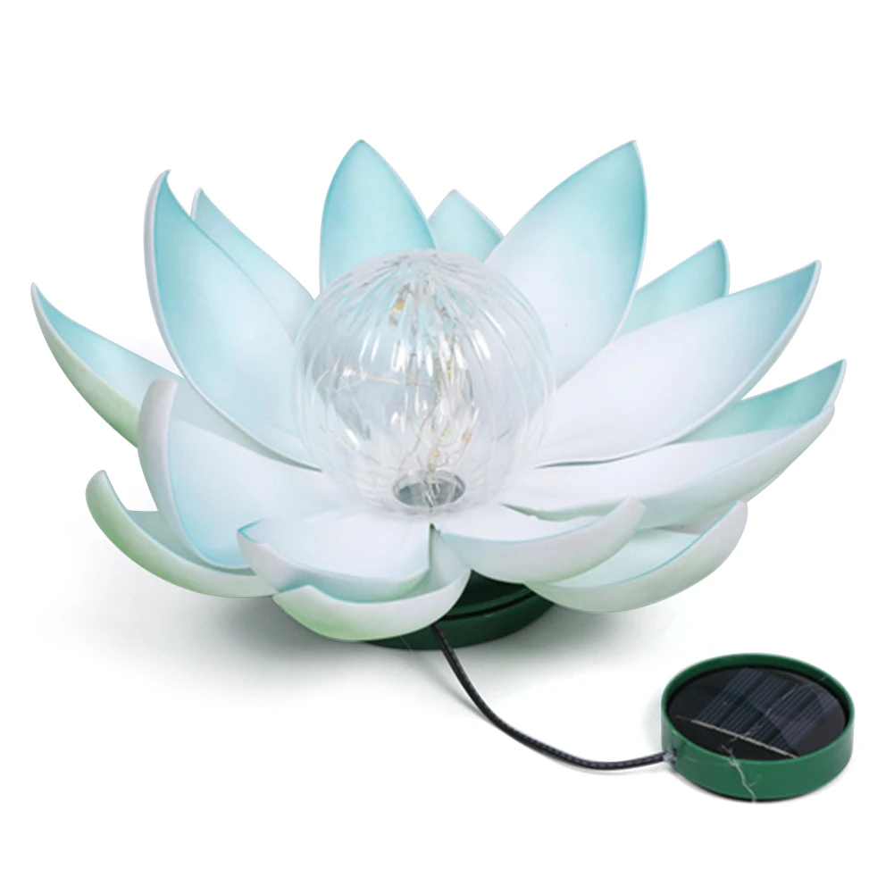 Floating Lotus Light Artificial Lotus Shape Floating Pond Lamp Solar Artificial Floating Lotus Night Lamp for Garden Pool Party