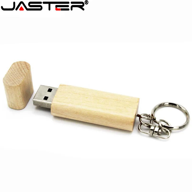JASTER Wooden USB flash drive Free custom logo Pen drive 32GB 64GB USB 2.0 16GB Free key chain Memory stick wedding gift U disk