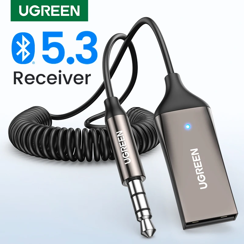 UGREEN-receptor Bluetooth 5,3, adaptador manos libres para coche, kit de  Audio AUX, Jack de 3,5mm, receptor inalámbrico de música para coche,  transmisor BT