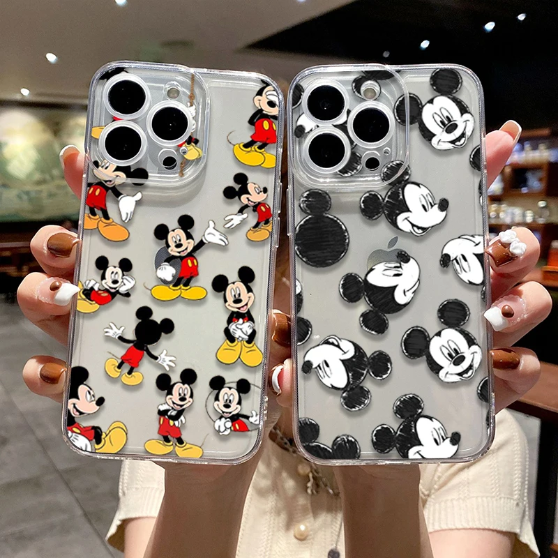 BFF Couple Mickey Minnie Phone Case For IPhone 14 Plus 11 12 13 Mini Pro Max Xs XR 7 Transparent Anger Eyes Cover Funda