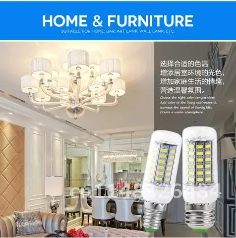 

1 шт., лампа E27, лампочка SMD 5730, лампочка-кукуруза E14, G9, GU10, B22, лампочка-кукуруза 24, 36, 48, 56, 69, 72 светодиода, лампочка-свеча, женская, 220 В, 230 В