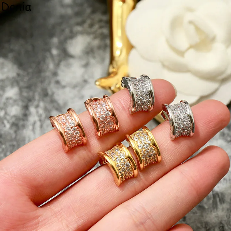 Donia Jewelry European and American Fashion Creative Titanium Micro-Inlaid Zircon Earrings Silver Needle Luxury Accessories