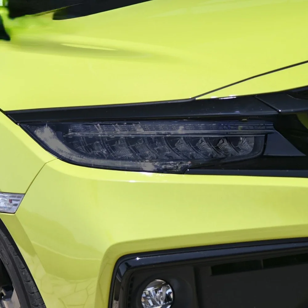 Car Headlight Protective Tint Film Smoke Black Transparent TPU Transparent Sticker For Honda Civic 10th Gen FC/FK 2pcs