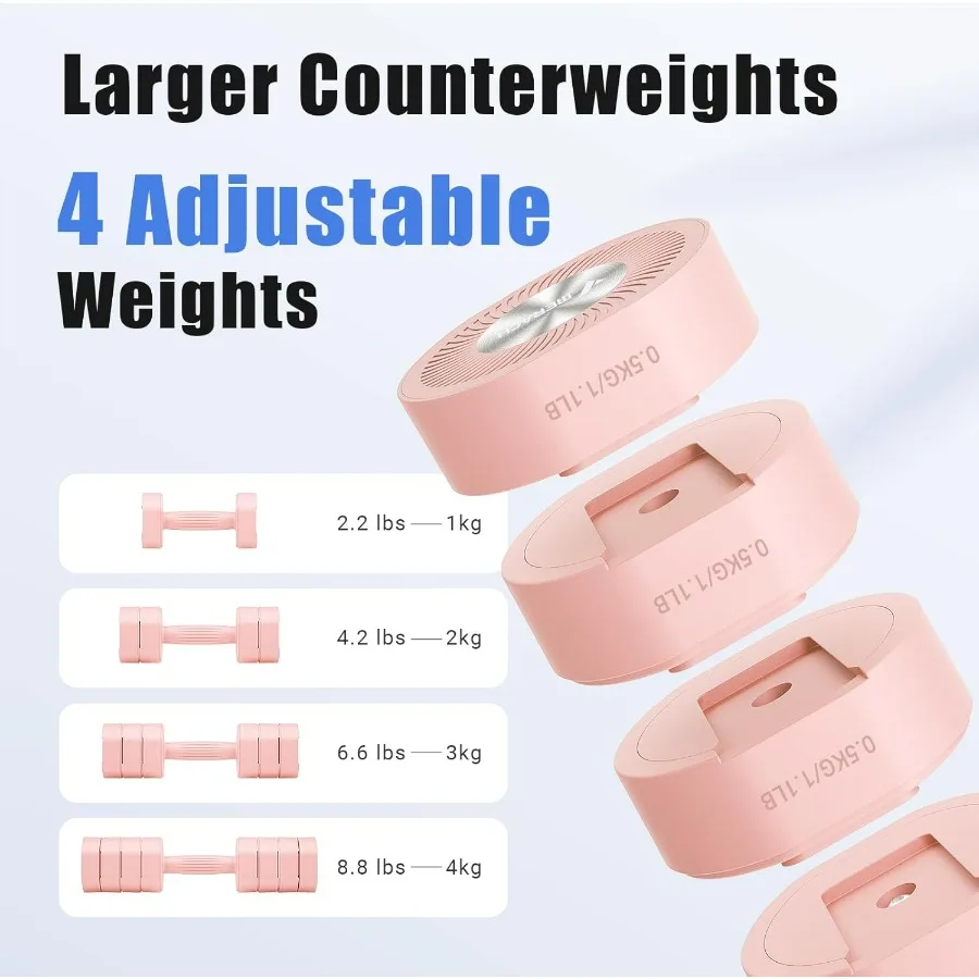 MERACH Dumbbell Set of 2 Adjustable Weight Antislip Handle Macaron Colors Each 2.2 4.4 6.6 8.8 lbs 4 in 1 Hand Weights for Wome