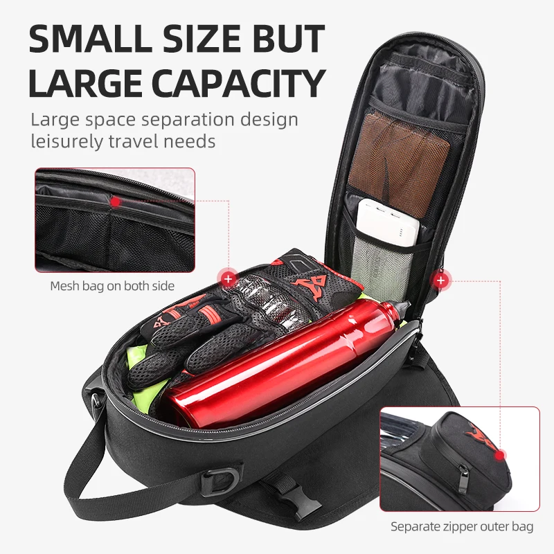 MOTOCENTRIC Motorcycle Tank Bag Waterproof Large Capacity Motorcycle Oil Fuel Pack Riding GPS/Phone Navigation Oil Tank Bag