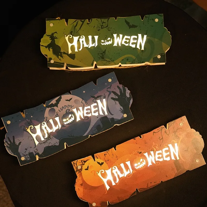 

2023 Halloween Door Jewelry Craft Decoration Hanger Halloween Party Decoration Wall Atmosphere Night Light Props Decorations