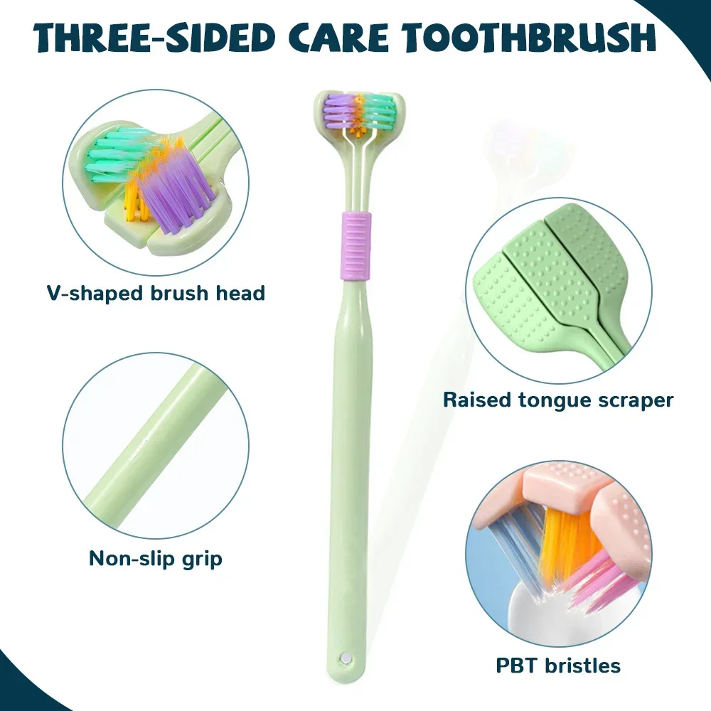 Tři sided měkké vlasy zub zubní kartáček dospělý zubní kartáček uitra jemný měkké štětina orální péče bezpečnosti zubů kartáč pro orální zdraví cle